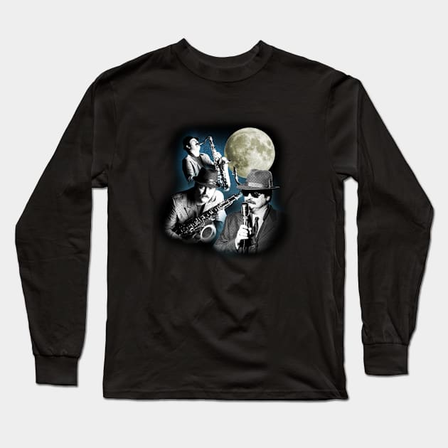 Three Duke Silver Moon Long Sleeve T-Shirt by WOOFIE